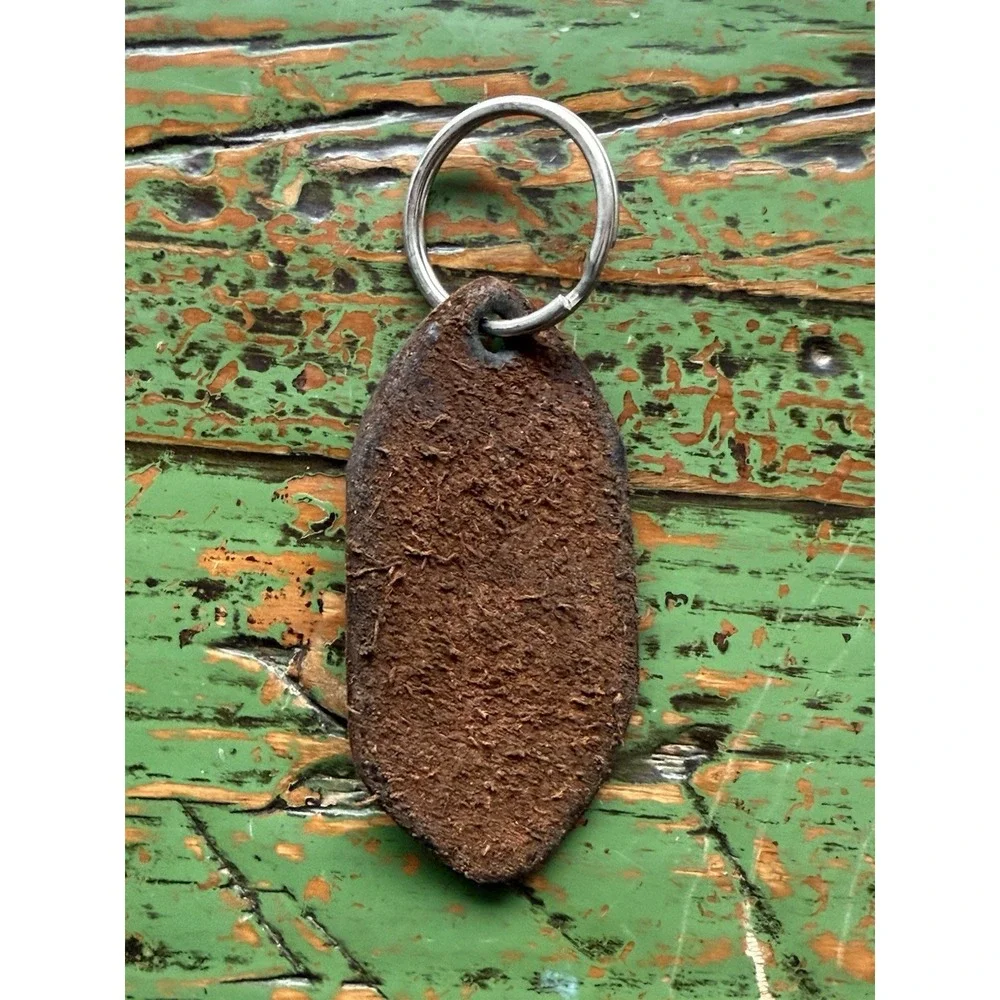 Vintage Personalized Dark Brown Full Grain Leather Keychain With The Name 